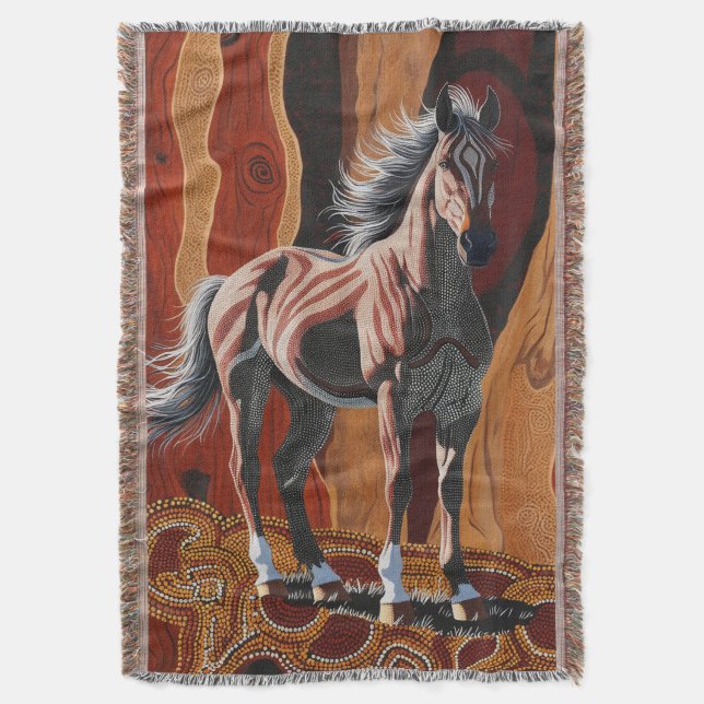 Australisk Vild Brumby Throw Blanket Filt (Framsidan Vertikal)