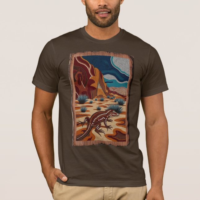 Australisk Vild Lizard Wildlife Scene T Shirt (Framsida)