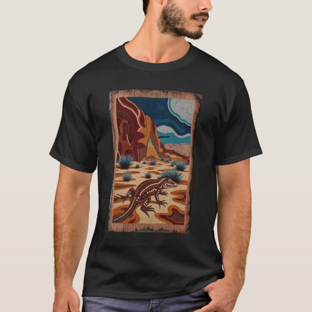 Australisk Vild Lizard Wildlife Scene T Shirt (Framsida)