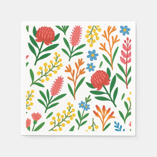 Australisk vildblomma färgglatt pappersservett  (Framsidan)