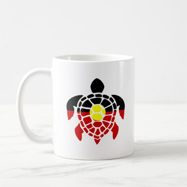 Australiska Aboriginal Sea Turtle Kaffemugg (Vänster)