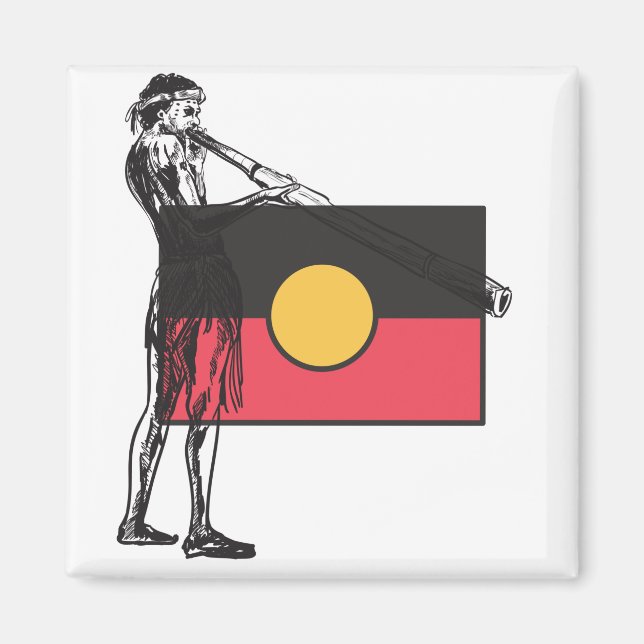Australiska, aboriginella Flagga och aboriginer Magnet (Framsidan)