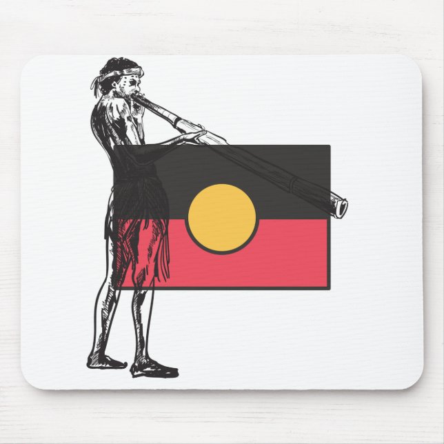Australiska, aboriginella Flagga och aboriginer Musmatta (Framsidan)