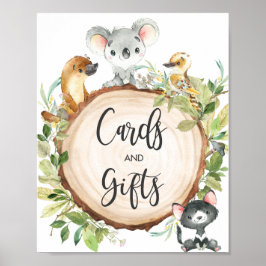 Australiska animaler, gröna kort och presentkort poster