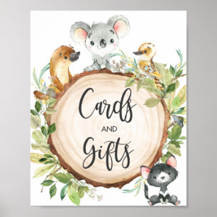 Australiska animaler, gröna kort och presentkort poster