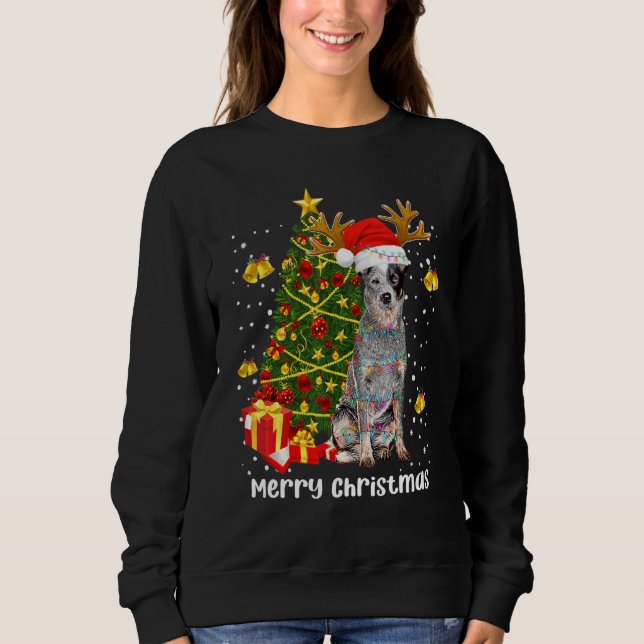 Australiska Cattle Hund jul Light Träd Santa X T Shirt (Framsida)