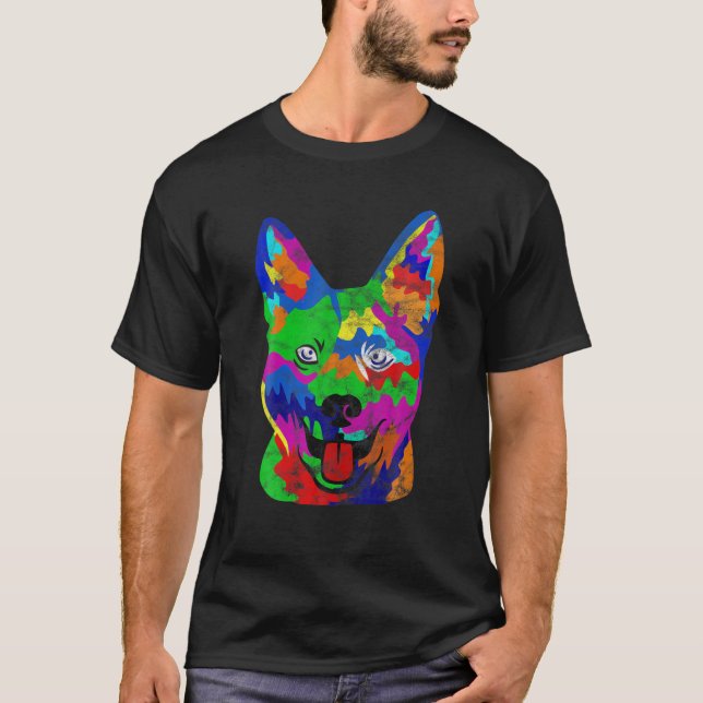 Australiska Cattle Hund Pop-Art Rolig hund Älskare T Shirt (Framsida)