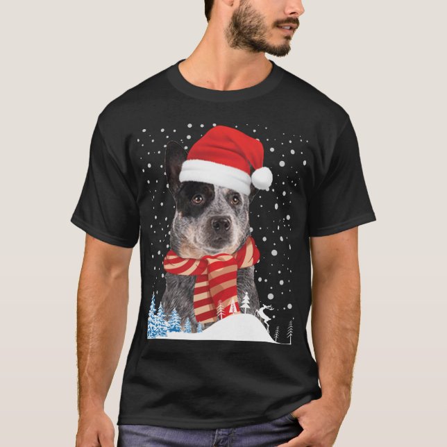 Australiska Cattle Hund Ugly jul Sweater Santa T Shirt (Framsida)