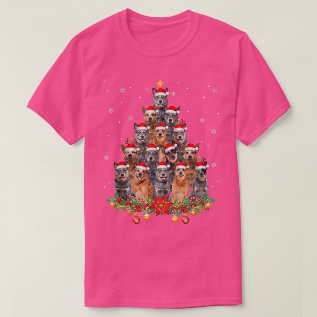 Australiska Cattle Hundar Träd, julsötare Julafton T Shirt (Design framsida)
