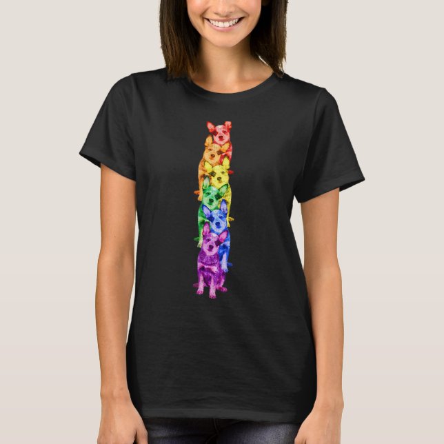 Australiska Cattle Rainbow Flagga Gay pride Lgbt H T Shirt (Framsida)