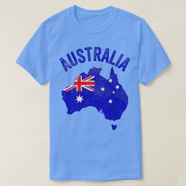 Australiska dagen Funny Australian Karta Flagga Pa T Shirt (Design framsida)