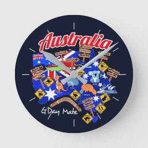 Australiska djur och platser rund klocka