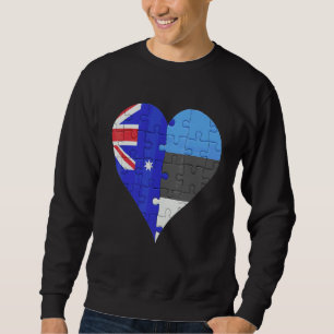 Australiska estniska Flagga Heart Lång Ärmad Tröja