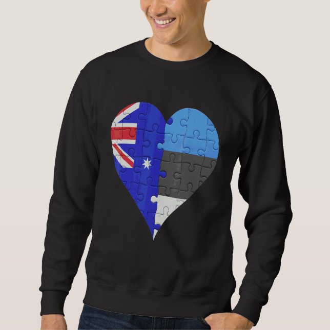 Australiska estniska Flagga Heart Lång Ärmad Tröja (Framsida)