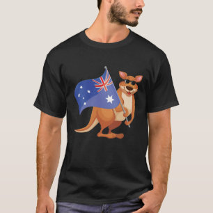Australiska Flagga Aussie Kangaroo med sunglass T Shirt