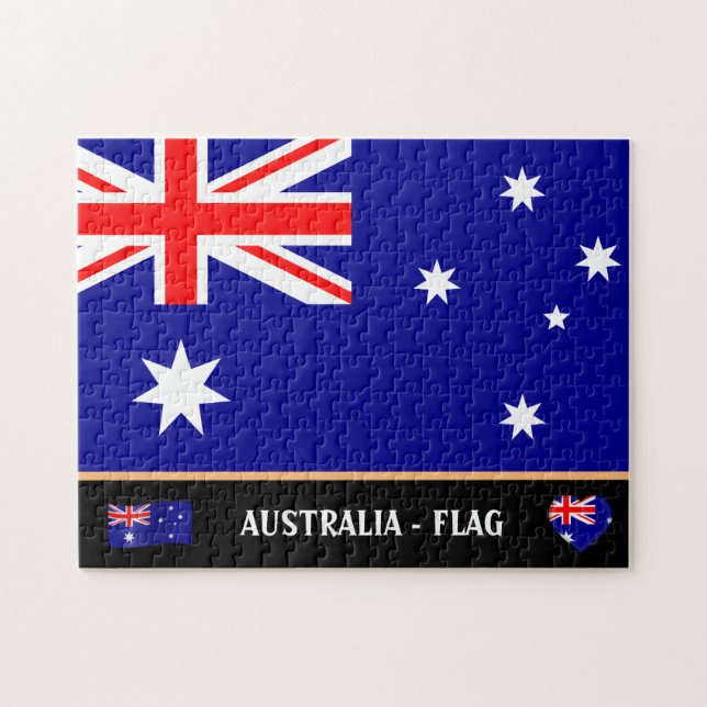 Australiska Flagga & Aussie land / Australien Pussel (Horisontell)