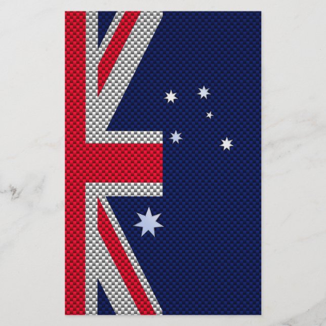 Australiska Flagga Design Carbon Fiber Chrome Stil Brevpapper (Framsida)