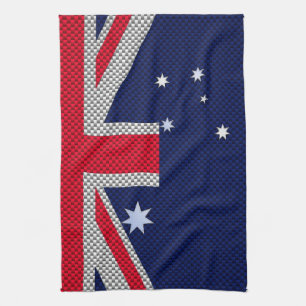 Australiska Flagga Design Carbon Fiber Chrome Stil Kökshandduk