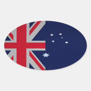 Australiska Flagga Design Carbon Fiber Chrome Stil Ovalt Klistermärke