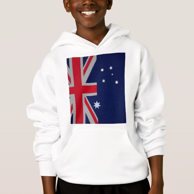 Australiska Flagga Design Carbon Fiber Chrome Stil Tee (Framsida)