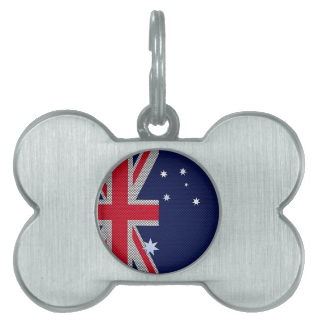 Australiska Flagga Design Carbon Fiber Stil ID-bricka Husdjur (Framsidan)