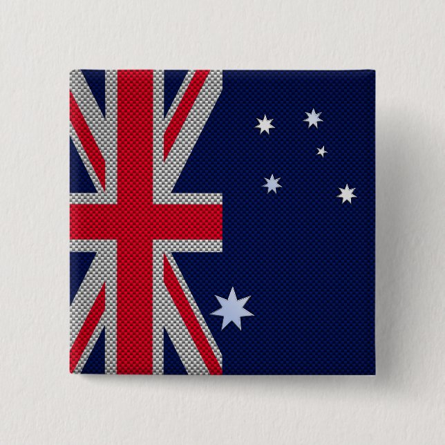 Australiska Flagga Design Carbon Fiber Stil Knapp (Framsida)