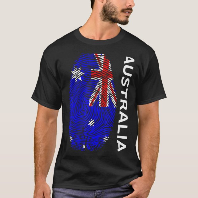 Australiska Flagga Dna Fingerprint Australia T Shirt (Framsida)
