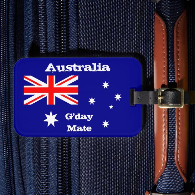 Australiska Flagga & G'day Mate-bagage / Australie Bagagebricka (Framsida Insitu 4)