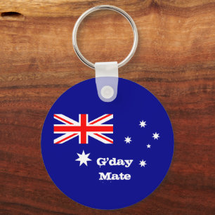 Australiska Flagga & G'day Mate hälsning / Austral Nyckelring