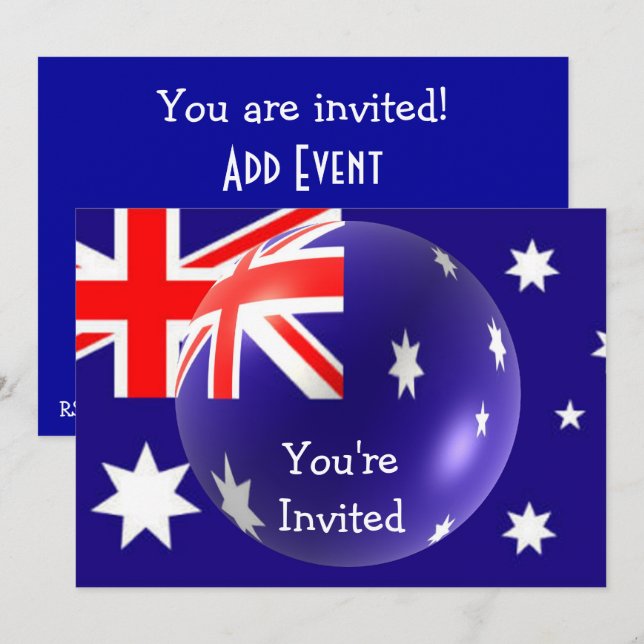 Australiska Flagga Inbjudningar (Fram/baksida)