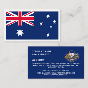 Australiska Flagga och Jackande av Arm, Australien Visitkort