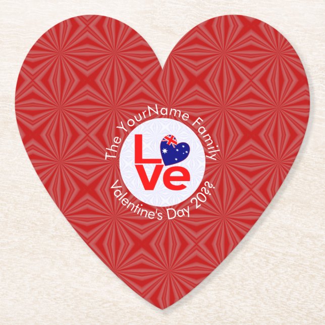 Australiska Flagga Red Brev KÄRLEK Flagga Personli Underlägg Papper (Framsida)