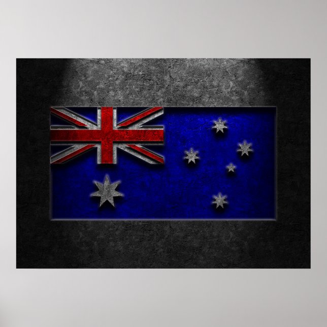 Australiska Flagga Stone Struktur Repost Poster (Framsidan)
