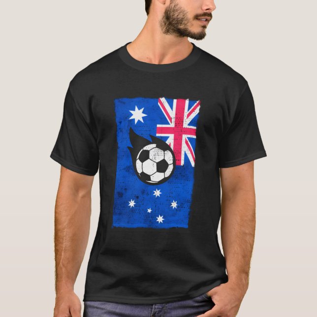Australiska fotbollsfotbollen Australiska Flagga T Shirt (Framsida)