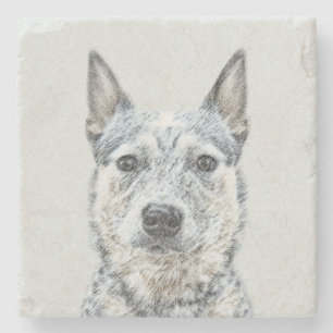 Australiska Hund Cattle Painting - Cute Original A Underlägg Sten