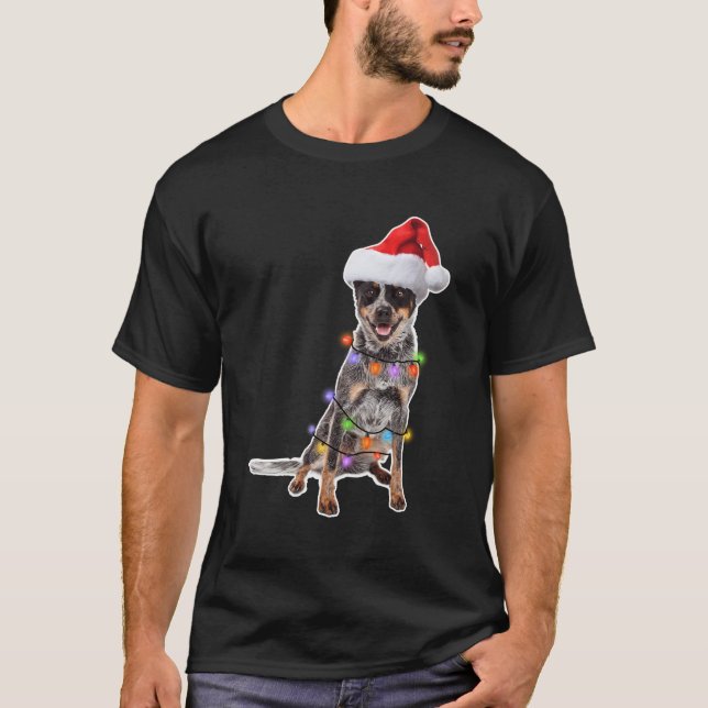 Australiska Hundälskare för boskap, Santa Hat Gift T Shirt (Framsida)