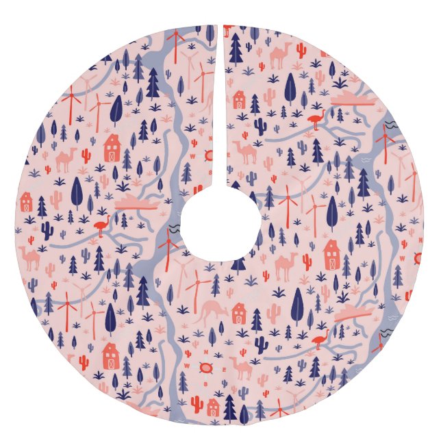 Australiska ikoner, sömlös dekorativ mönster. julgransmatta borstad polyester (Framsidan)