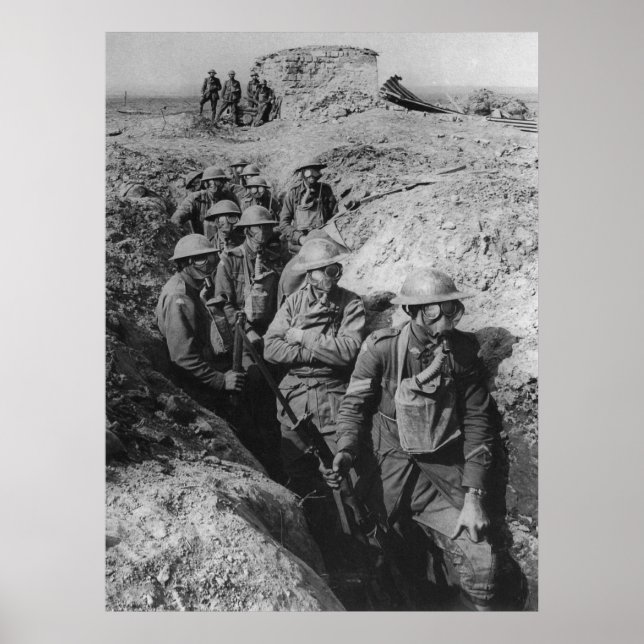 Australiska infantry Wearing Small Box Respirators Poster (Framsidan)