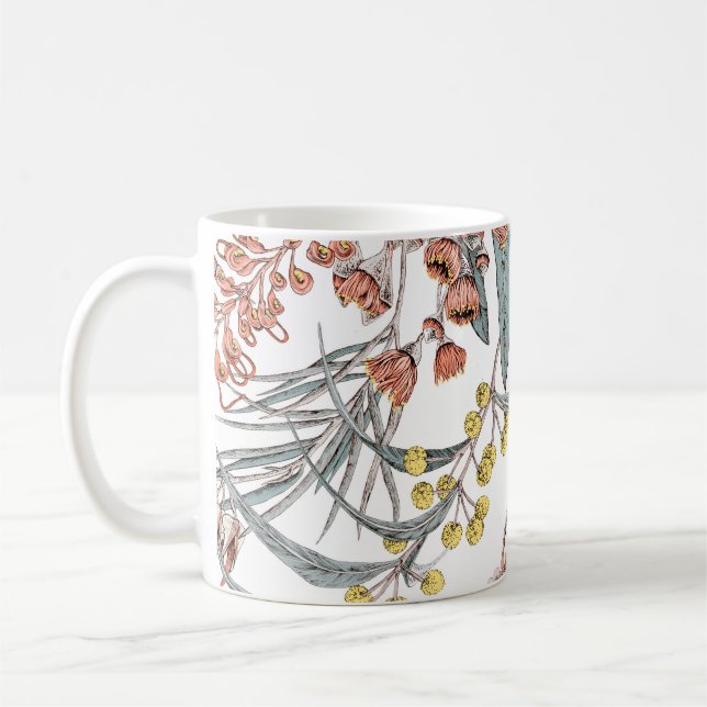 Australiska inhemska blommor. Sömlös mönster svart Kaffemugg (Vänster)