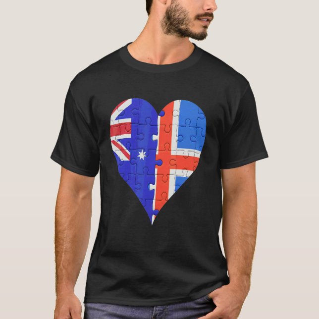Australiska isländska Flagga Heart T Shirt (Framsida)