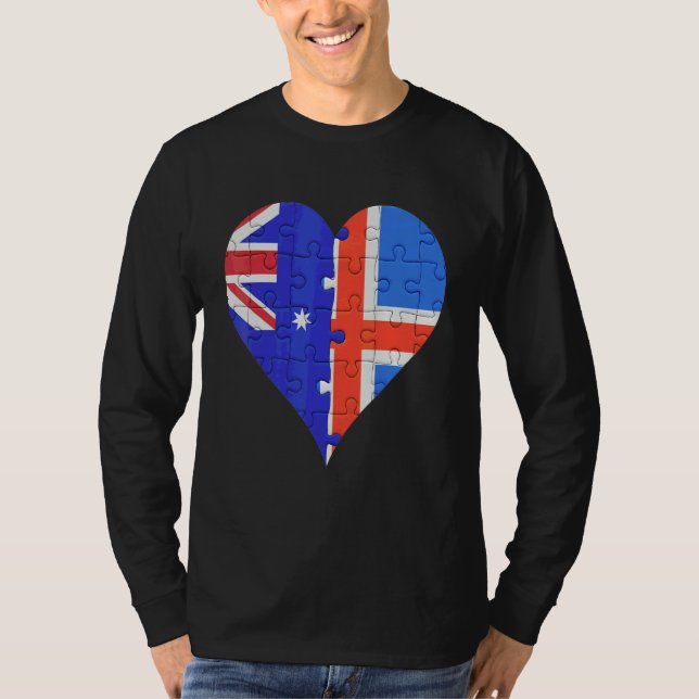 Australiska isländska Flagga Heart T Shirt (Framsida)