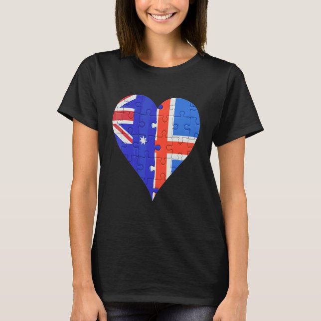 Australiska isländska Flagga Heart T Shirt (Framsida)