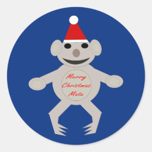 Australiska jul Koala Bear Stickers Runt Klistermärke