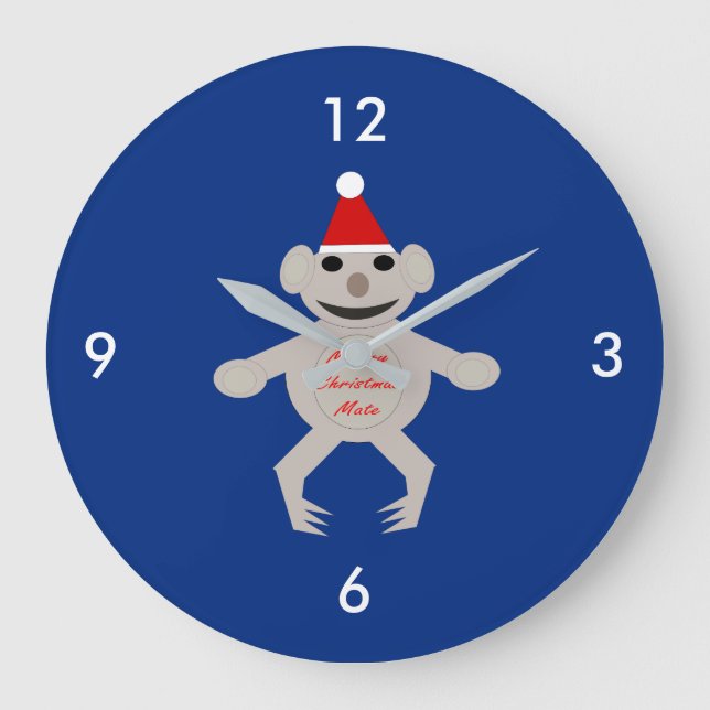 Australiska jul Koala Bear Wall Clock Stor Klocka (Framsida)