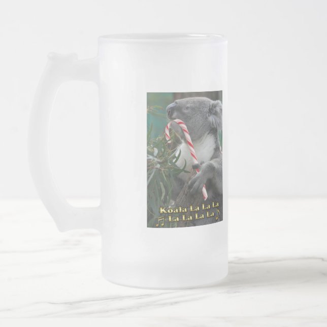 Australiska jul Koala med Candy cane Frostat Ölglas (Vänster)