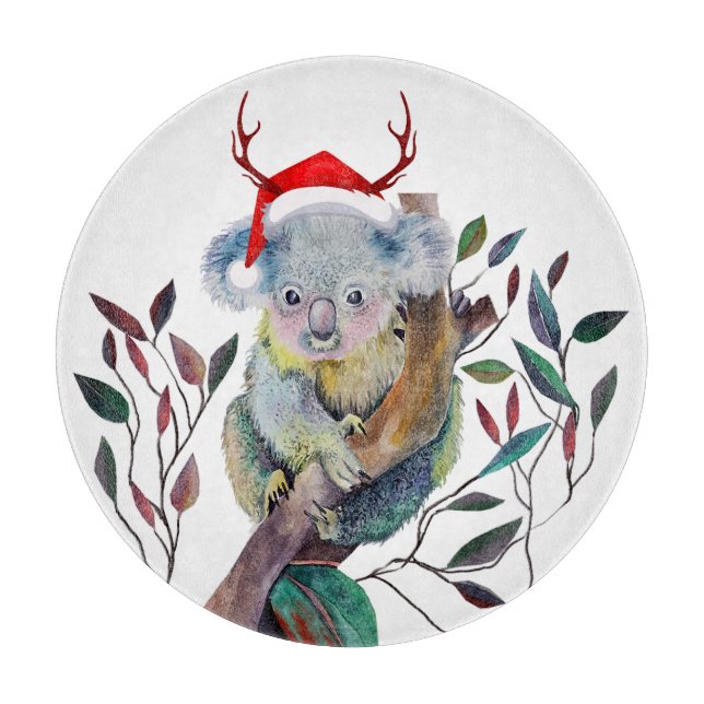 Australiska Juldagen Koala Santa Hat Red Grönt (Framsidan)