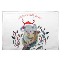 Australiska Juldagen Koala Santa Hat Red Grönt
