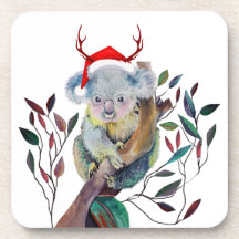 Australiska Juldagen Koala Santa Hat Red Grönt