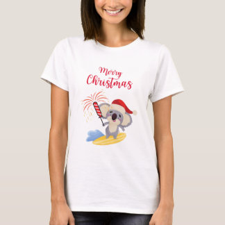 Australiska julkronan Koala Surfing Design T Shirt