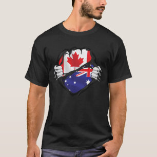 Australiska kanadensiska Händer Ripping Roots Flag T Shirt